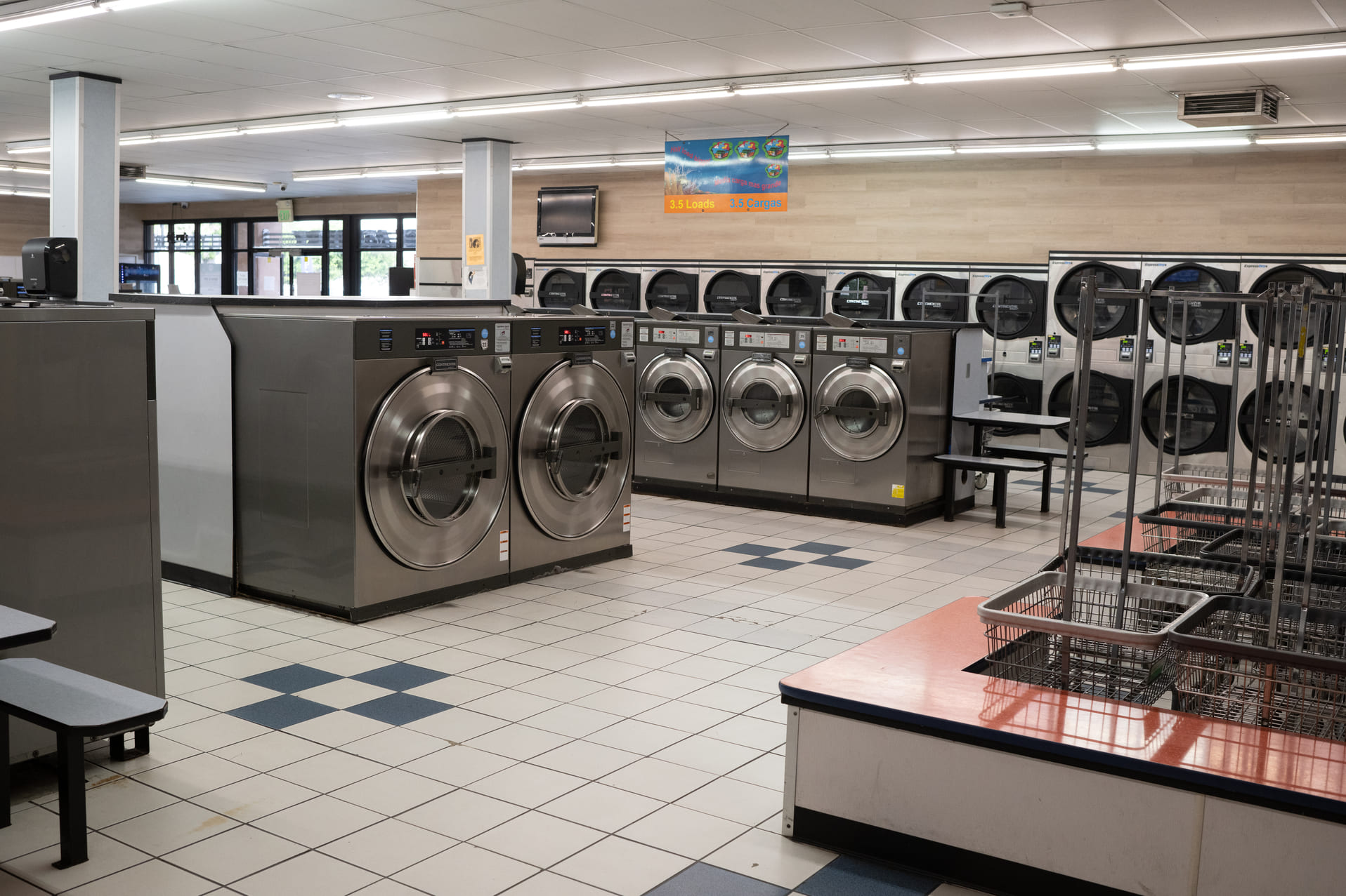 Interior of Superior Laundry showing clean, modern washers and spacious layout